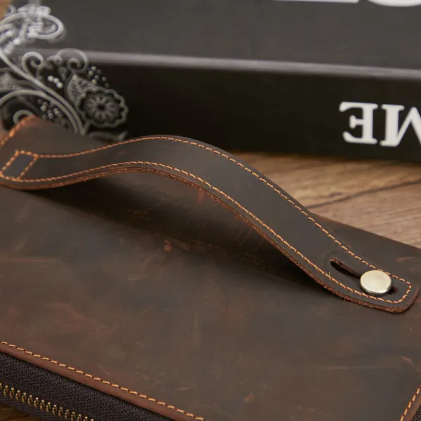RETRO  CRAZY HORSE LEATHER LONG WALLET GB-9018Br